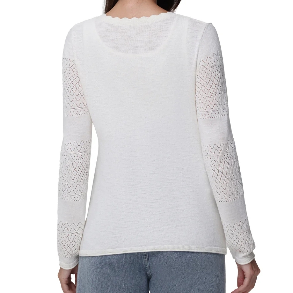 Frye Women's Ivory Pointelle Cardigan Sweater - Picture 4 of 8